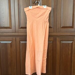 Abercrombie and Fitch strapless linen blend midi dress